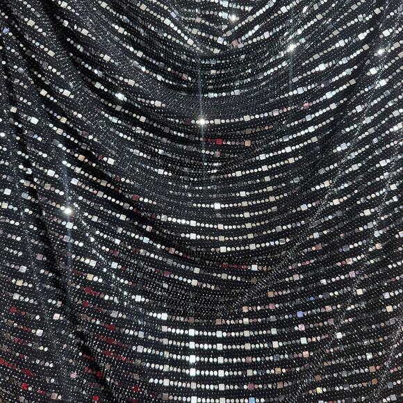 Avenue black & silver shiny sparkle flutter sleeve blouse with rouching 18/20 2X - Picture 3 of 8